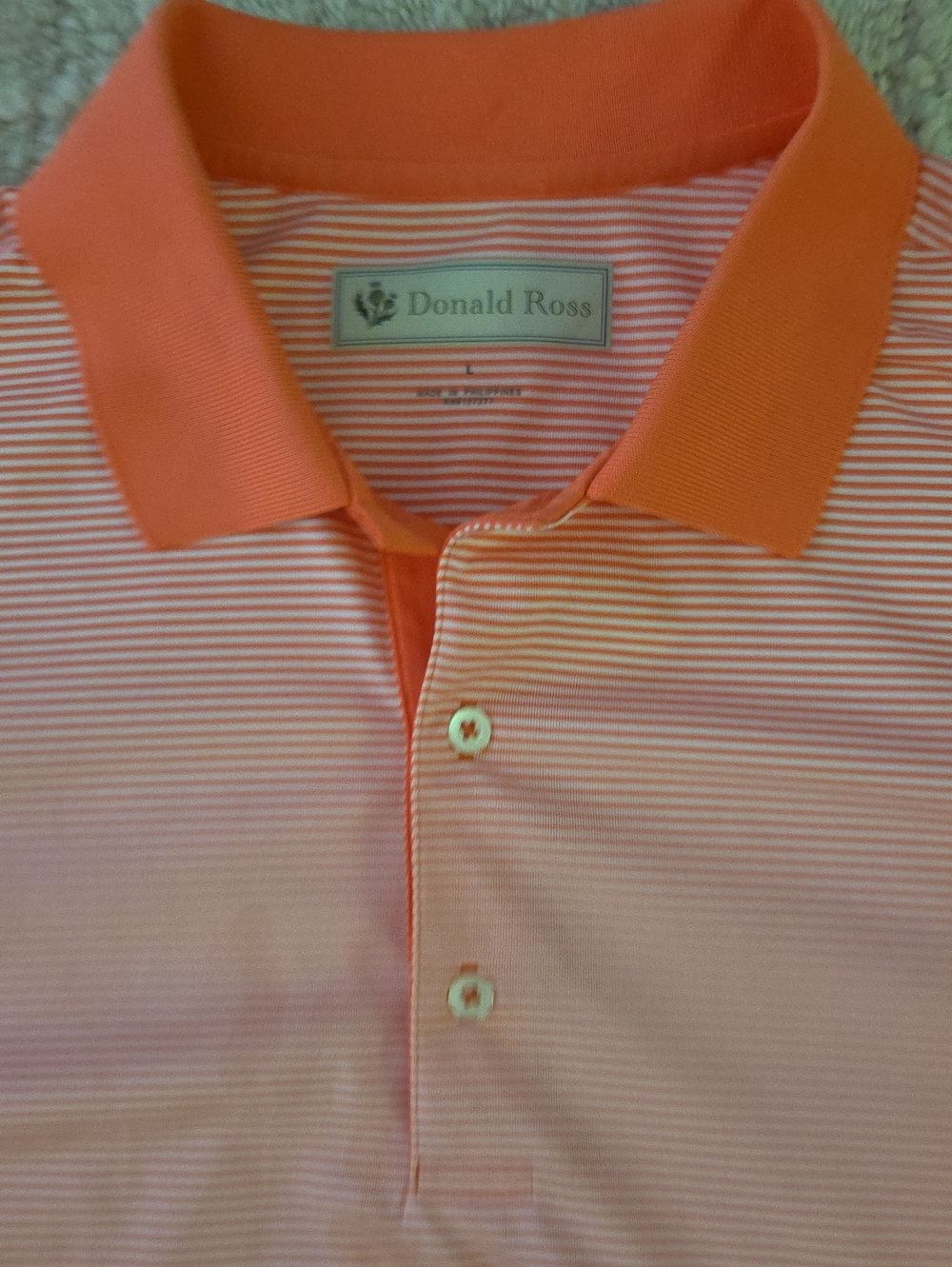 Donald Ross Orange Striped Golf Polo Shirt, L - New/Never Used